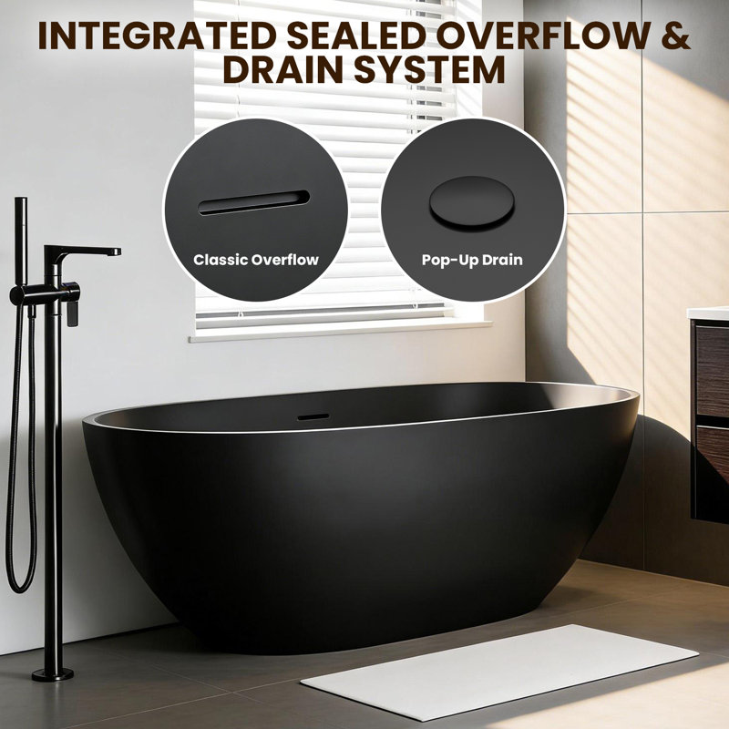 Baignoire autoportante 65 po, Noir mat