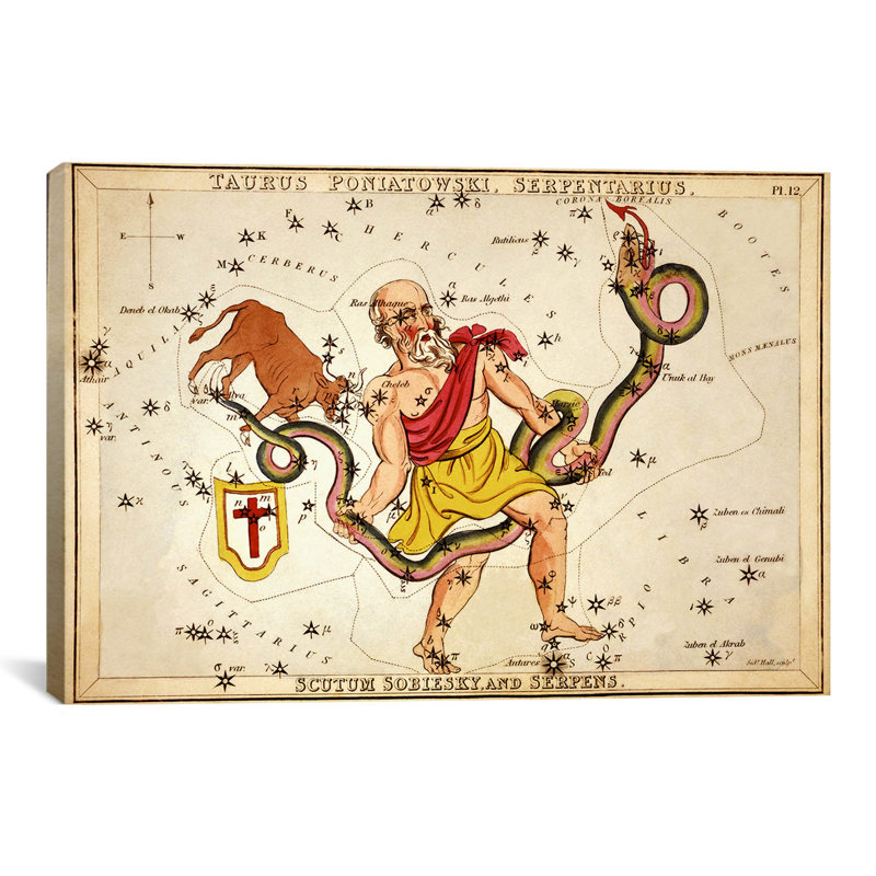 « ophiuchus, 1825 » par reproduction d’art sur toile Sidney Hall, H 24 po x l 32 po x P 1 po, Papier d'art encadré noir