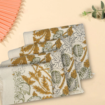 Block Print Premium Cotton Waffle Weave Hand Towel for Kitchen, Home