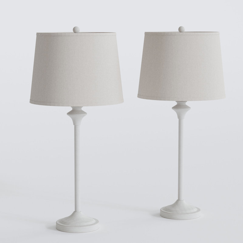 Lampe de table moderne en métal 26 "avec interrupteur à bouton et abat-jour en lin L chariot pour chambre à coucher de salon
