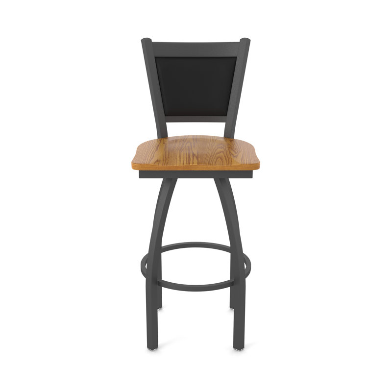 Tabouret pivotant Hadleigh, Tabouret de bar (siège d’une hauteur de 30 po), Étain, Chêne moyen