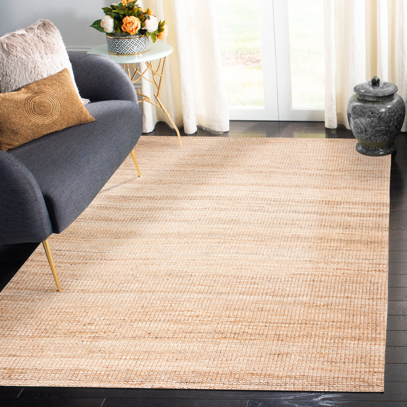 Tapis tissé à la main en jute / coton naturel / ivoire Zaragoza, Rectangle 8 pi x 10 pi