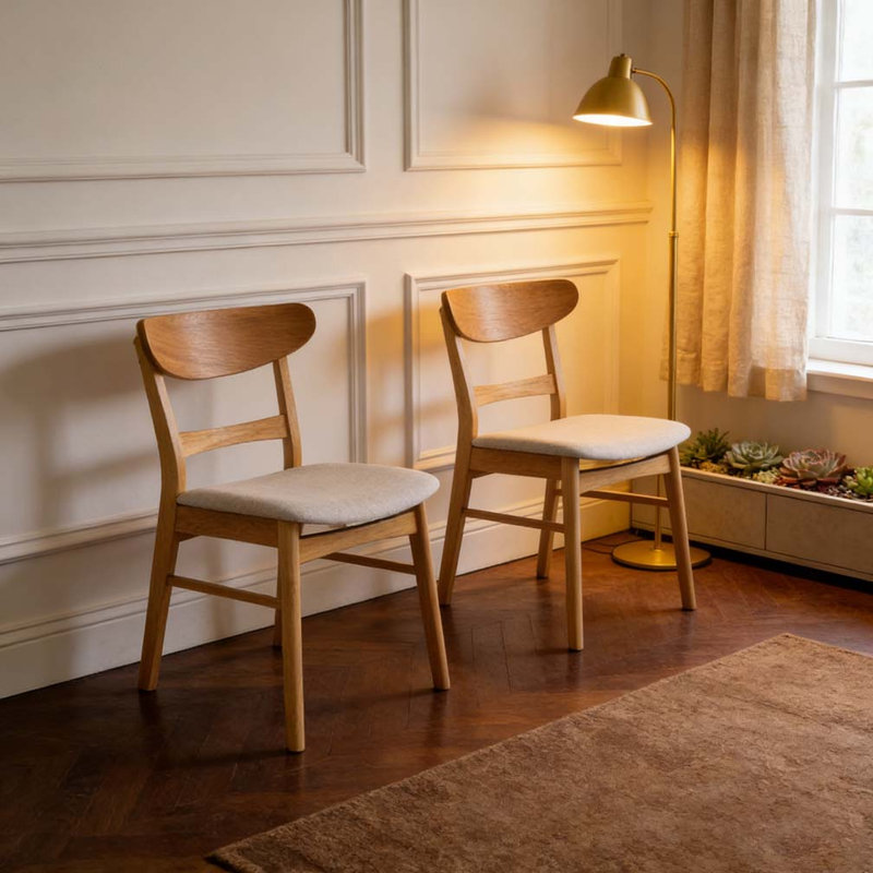 Chaise de salle à manger, Beige clair + brun clair