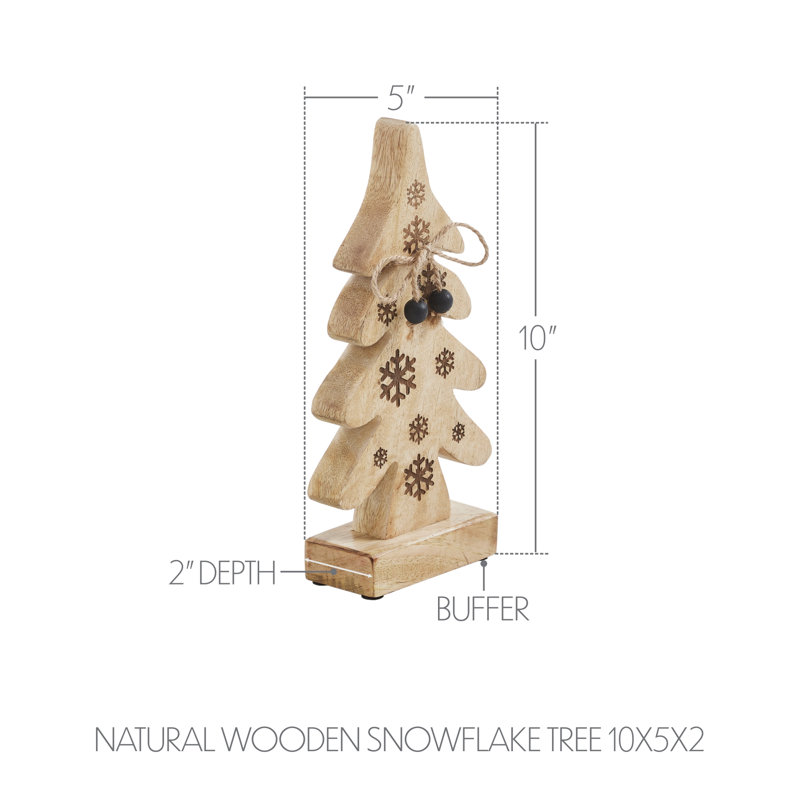 Arbre de flocon de neige en bois naturel, H 10 po x l 5 po x P 2 po