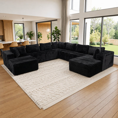 Canapé modulaire à compression en U de 126 po pour 7 personnes Koli Koli de Koli, noir