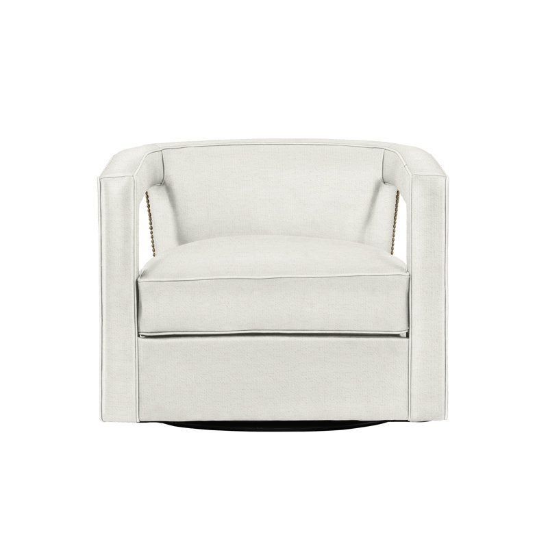 Alana 32.5'' Wide Swivel Barrel Chair, Brass, Dorado Snow Crypton® Chenille 5558-000