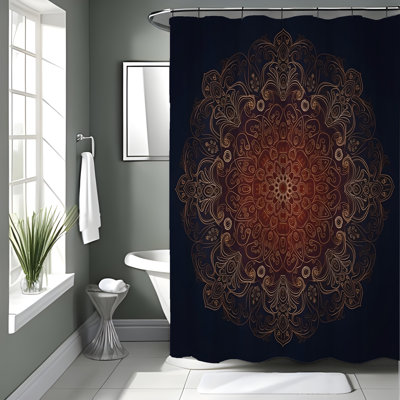Rideau de douche avec tapis de bain