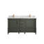 60 po X P 22 po D Meuble-lavabo à double cuve en étain vert avec 2 quartz gris Piatra-74804031