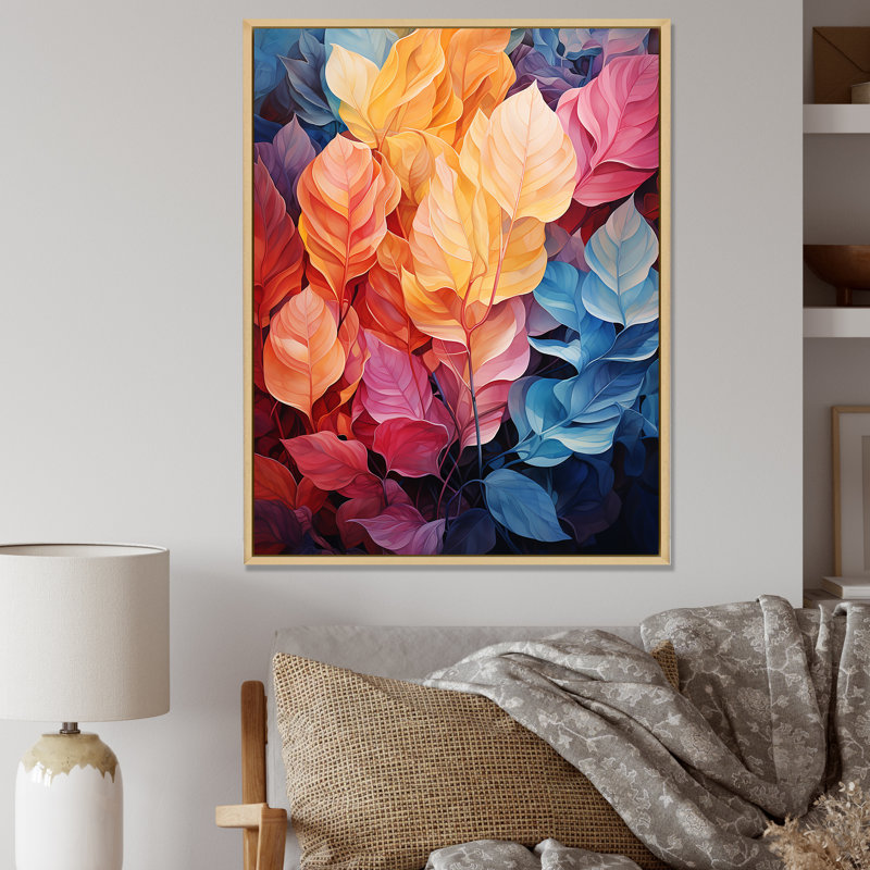 «Colorful Leaf Dreamscape I» sur toile, Cadre naturel flottant, H 40 po x l 30 po x P 1,5 po