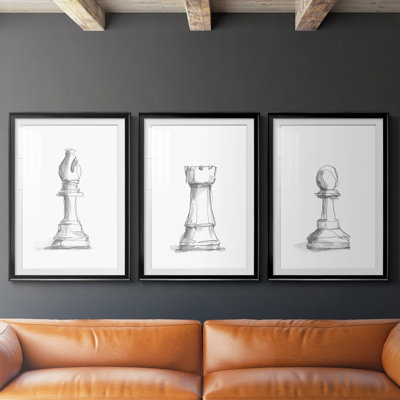 Chess Piece Study IV  -Custom Framed  Premium Print W Matt - 3 Pieces