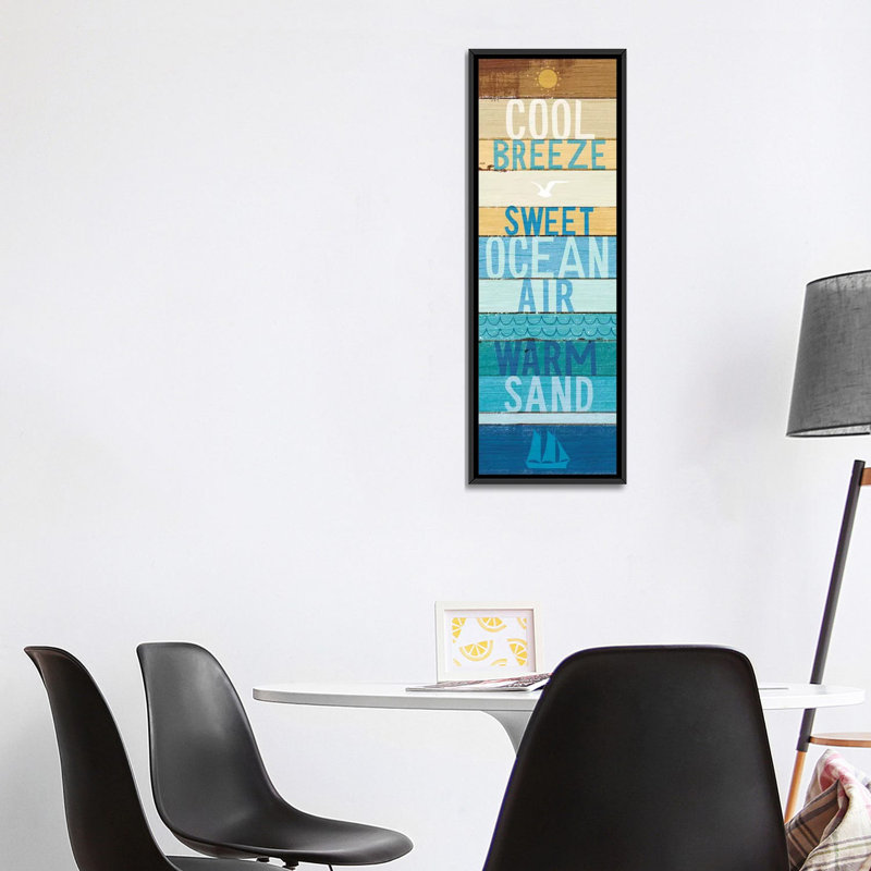«Beachscape Inspiration II», art textuel sur toile, H 36 po x l 12 po x P 1,5 po, Toile avec cadre noir