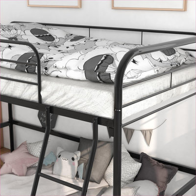 Space Saving Twin Size High Loft Platform Bed, Sturdy Solid Metal Frame in Deep Black for Small Bedrooms