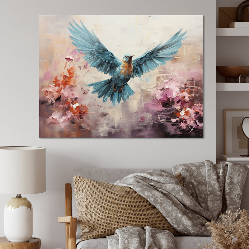 Cerulean Calm Graceful Dove sur toile, Toile tendue, H 34 po x l 44 po x P 1,5 po