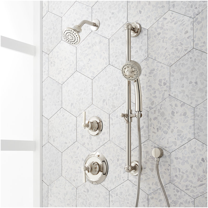 Pendleton Pressure Balance Shower System with Slide Bar and Hand Shower - Polished Nickel, Polished Nickel