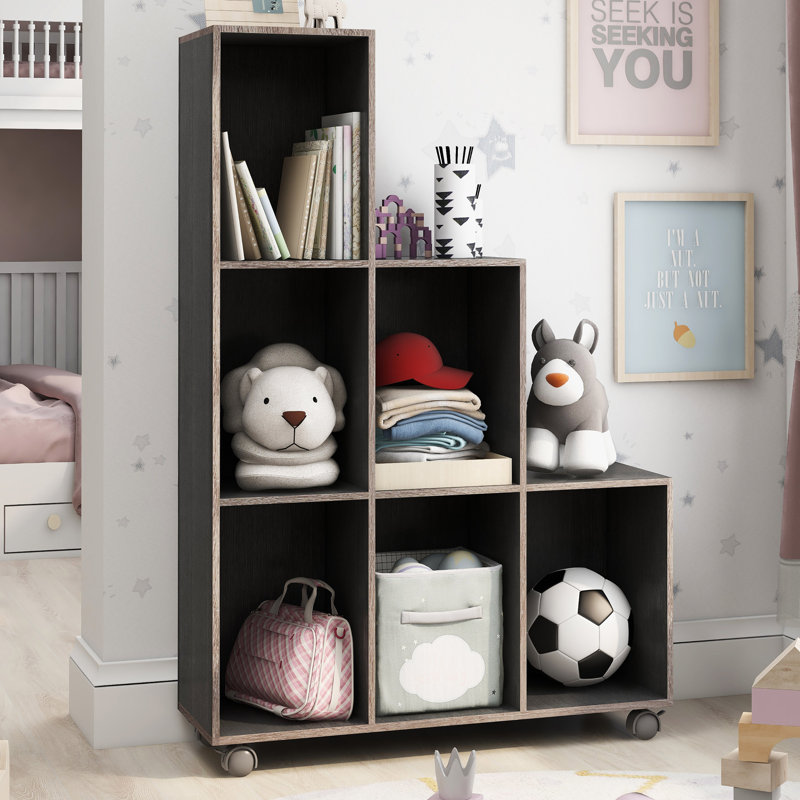 Lea 50.25"H Display Staircase Bookcase, Cappuccino