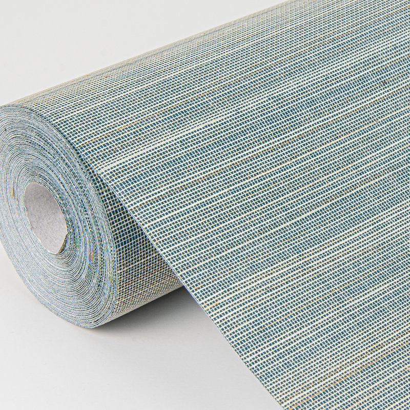 Loom Striped Grass Cloth Wallpaper Roll, Turquoise