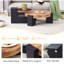 Table basse ronde moderne simple à double couche - Plateau en verre brun transparent avec pieds en panneau de fibres à densité moyenne noirs en forme de L. La conception détachable peut rendre l'utilisation de l'espace plus flexible. W1151P209571