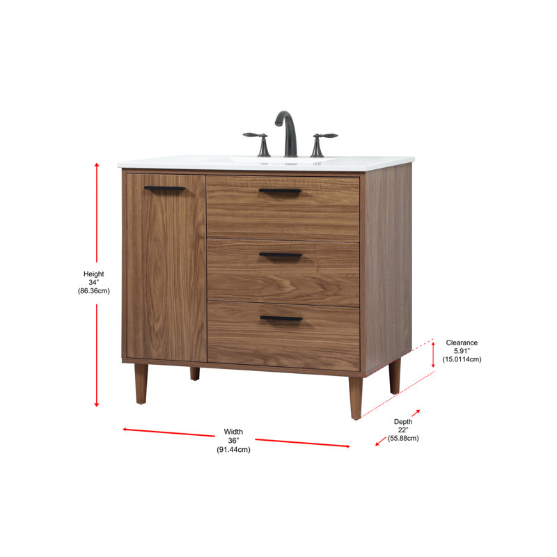 Ensemble de meuble-lavabo simple 36 po Baldwin, Noyer brun