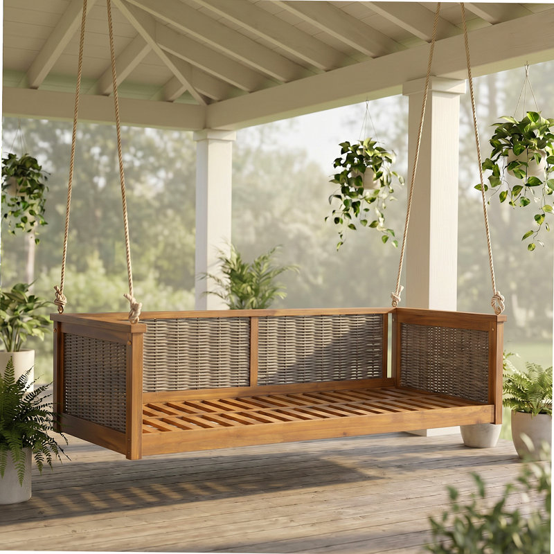 Lit à balançoire simple en bois massif pour l'extérieur TopMAX, Teak