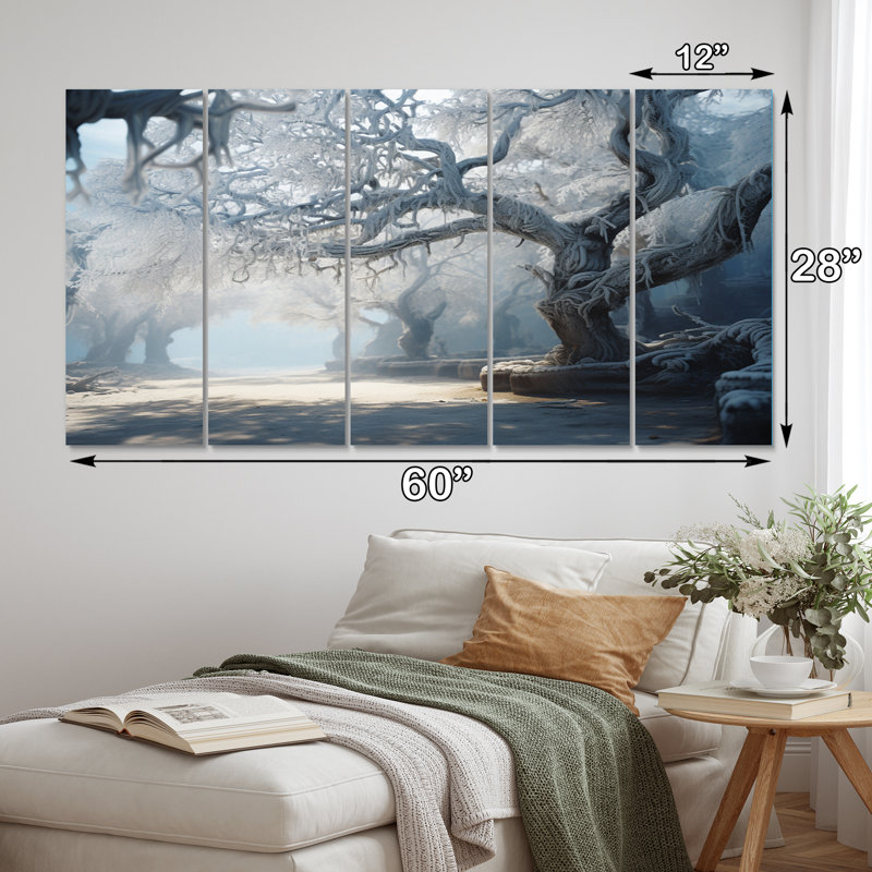 Winter Frozen Tranquility I - décoration murale paysage d'hiver - 5 panneaux égaux