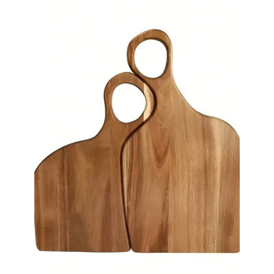 Ensemble de 2 planches à découper en noyer - Planches à découper faites à la main de haute qualité pour la préparation des aliments