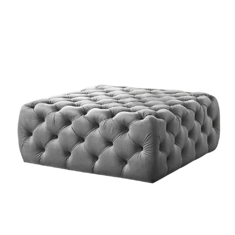 Cropper 99cm Wide Tufted Square Ottoman, Grey