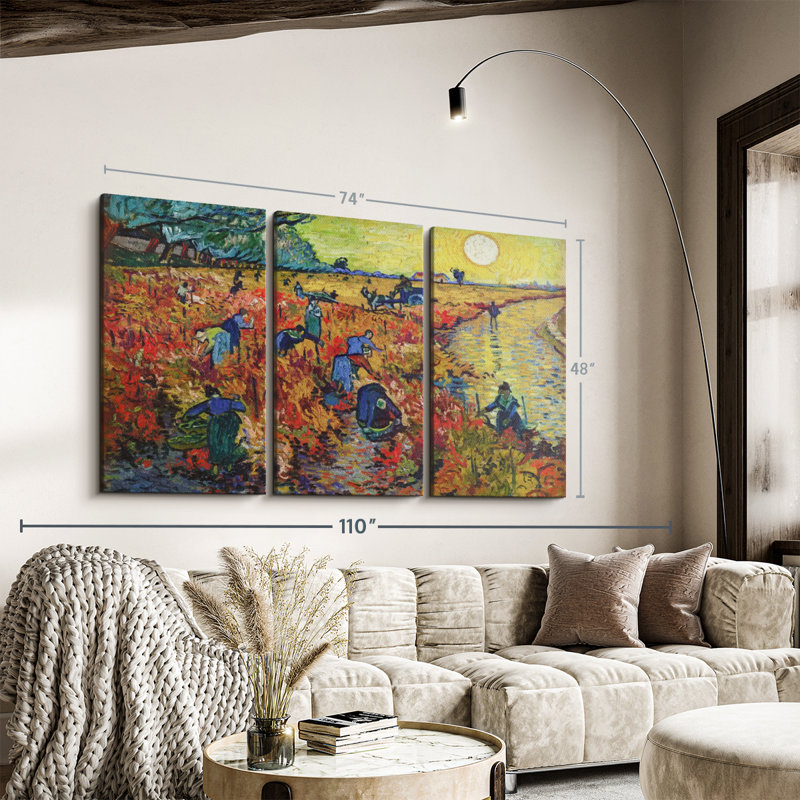 "Vignes rouges à Arles" sur toile, H 48 po x l 74 po 