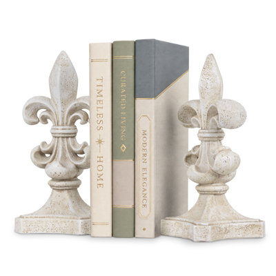 Serre-livres rétro fleur-de-lis, serre-livres décoratifs en résine peints à la main