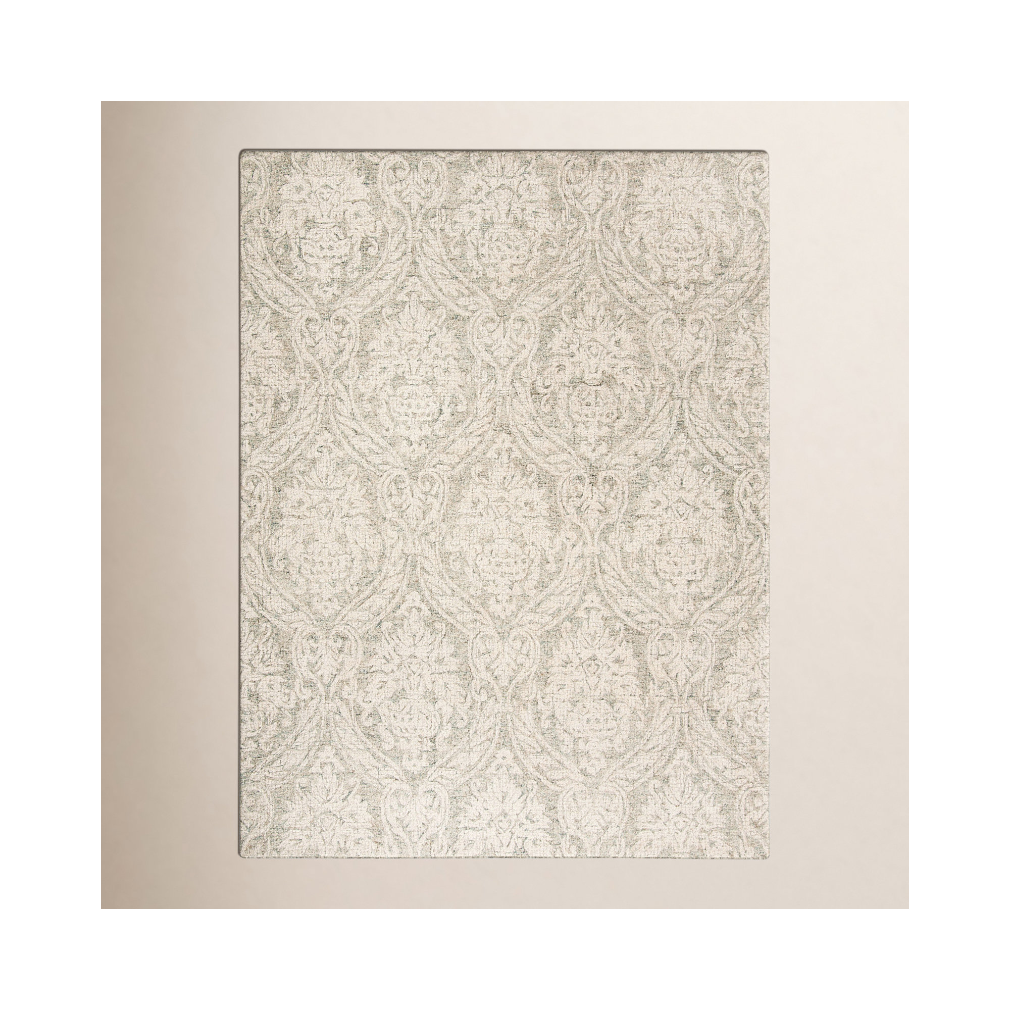 Rosemarie Abstract Handmade Tufted Wool Gray/Ivory Area Rug, Rectangle 5' x 8'