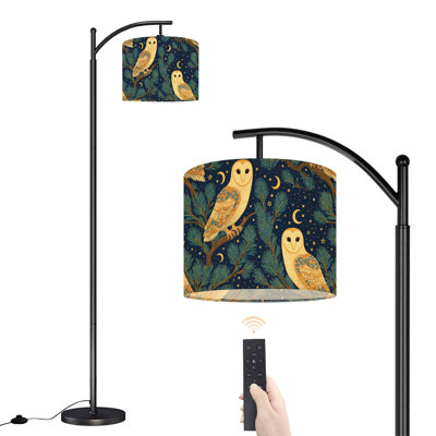 Lampe sur pied à arc avec abat-jour réglable Owls Night Moon Stars