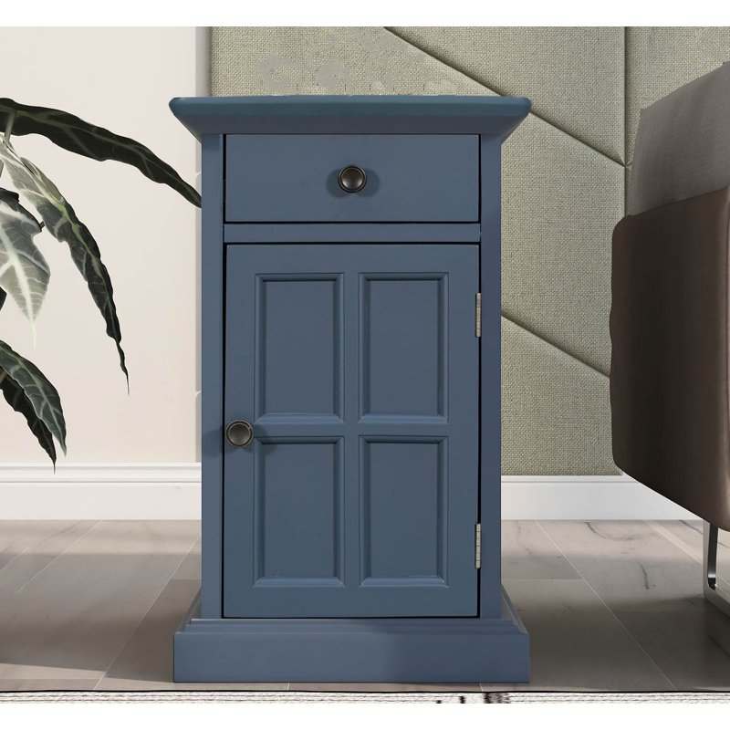 Camiesha 14'' W Solid Wood Nightstand, Blue