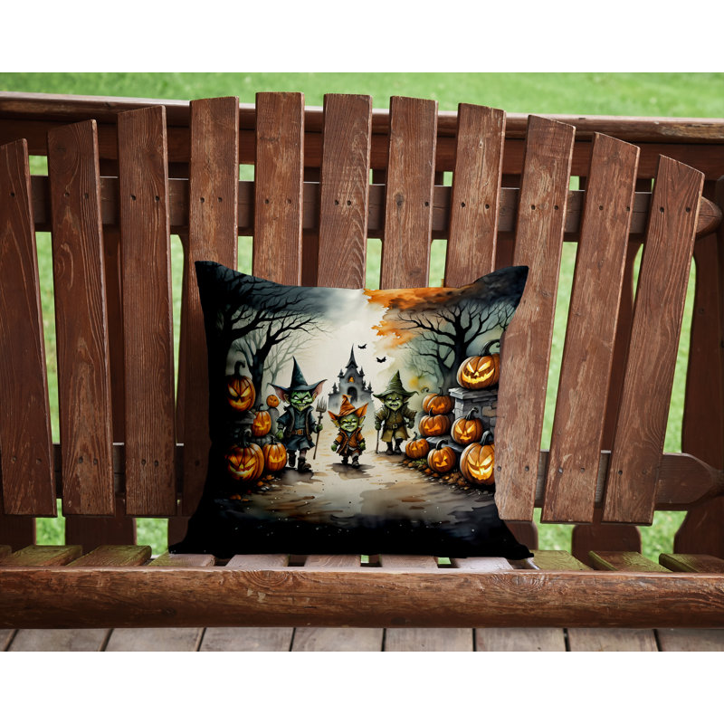 Coussin décoratif intérieur / extérieur en polyester More / Spooky More Spooky Halloween, 14 po x 14 po