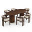 Ensemble de table de salle à manger 6 personnes Lyddia avec chaises rembourrées et base à double caisson cannelé-129681401-129681406
