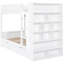 Lit simple au-dessus d'un lit superposé blanc avec options de rangement - tiroirs et armoire-103126358-103126357