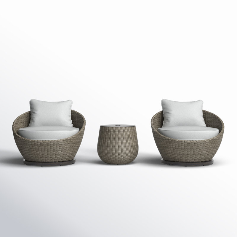 Premium All-Weather Wicker 2 - Person Patio Conversation Sets with Cushions