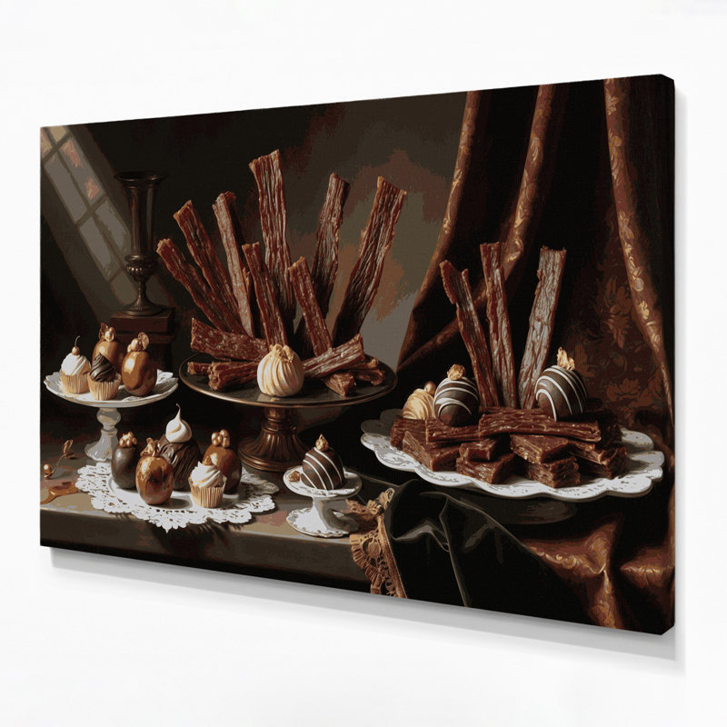 Desserts Beef jerky Black Canvas Wall Art, H 11 po x l 14 po