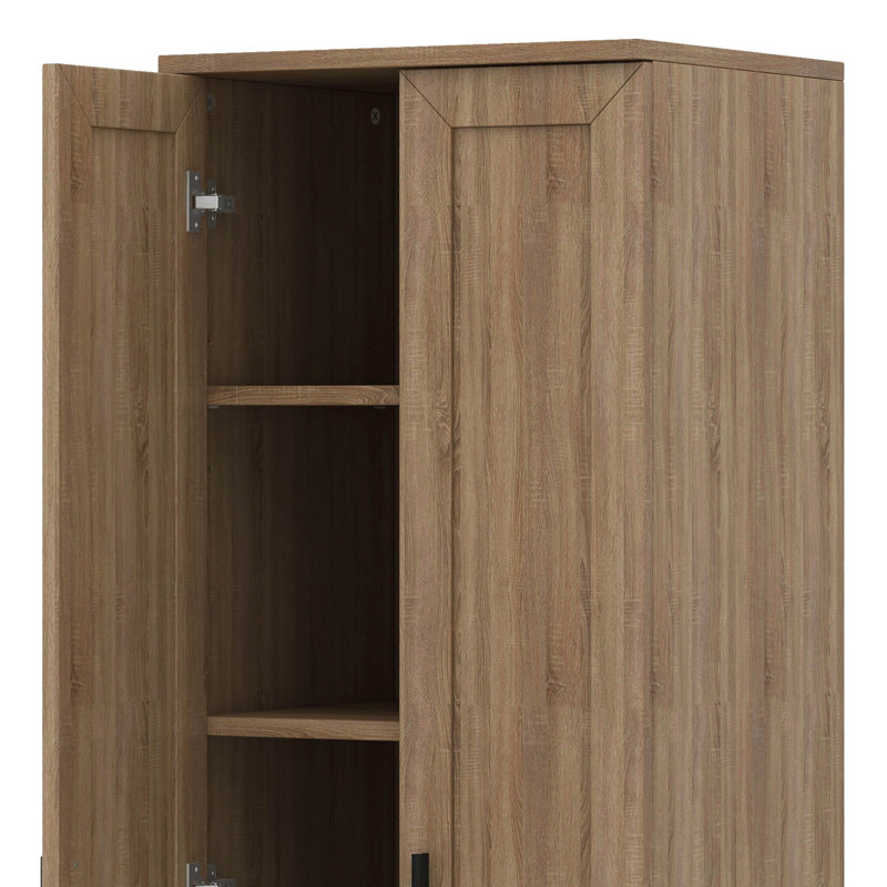 Grande armoire de rangement pour salle de bain, armoire de rangement avec deux portes pour la salle de bain, bureau, tablette réglable, panneau de fibres à densité moyenne