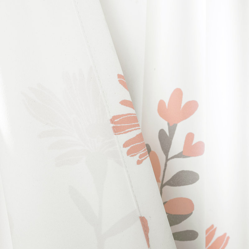Aprile Blue and Gray Floral Light Filtering Curtain Panels
