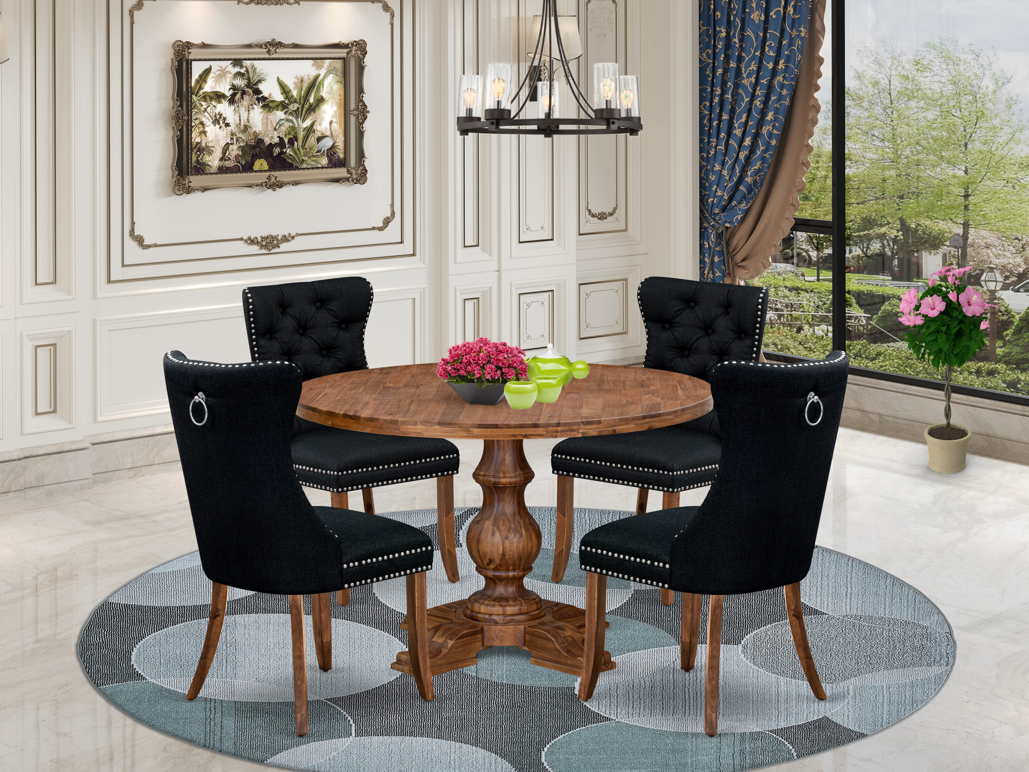 Red Barrel Studio 5-Piece Modern Dining Table Set with Polyester Fabric ...