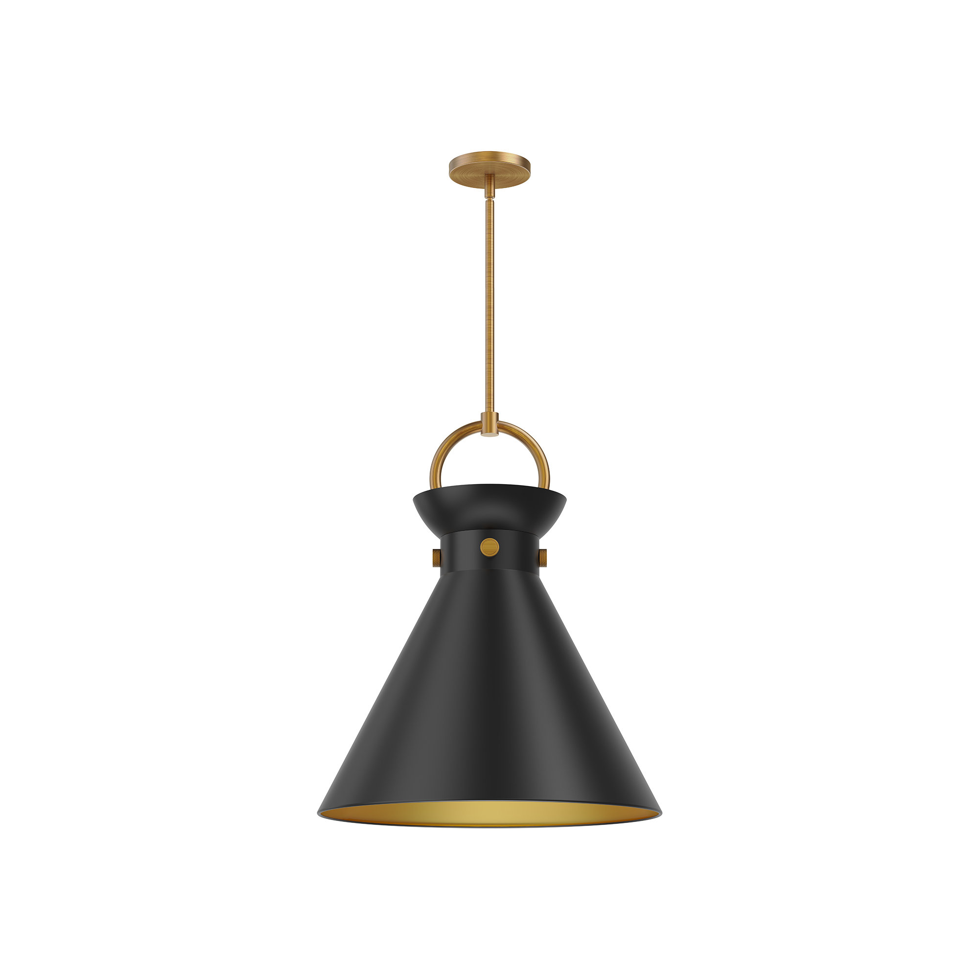 Tiney Single Light Metal Steel Pendant, Black, 21.75" H x 18" W x 18" D