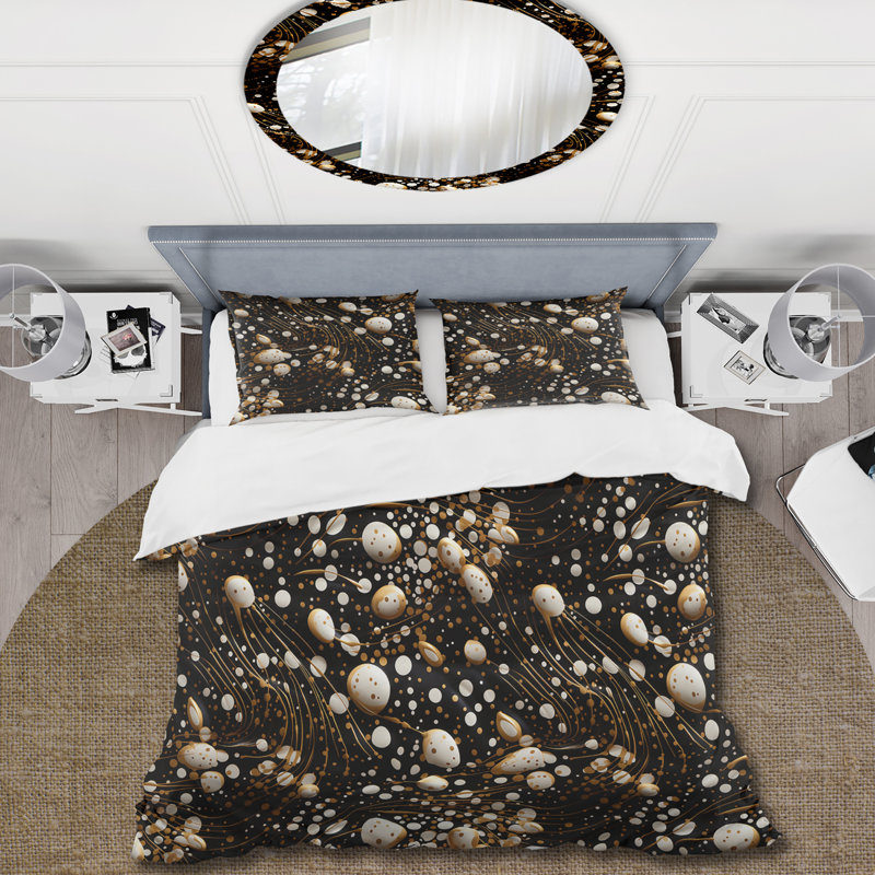 Ensemble de housse de couette à pois dorés, Housse de couette pour très grand lit et 2 très
