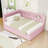 Full Upholstered Platform Bed with LED and USB Ports and Trundle-467596740