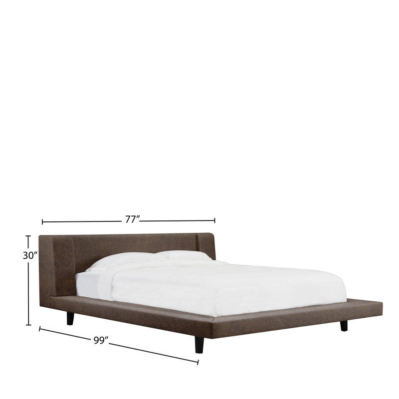 Lit plateforme tapissier Grimsby, Caramel, Grand
