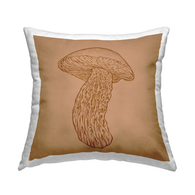Detailed Mushroom Botanical Forest Fungi Vegetation Printed Throw Pillow Design By Ziwei Li