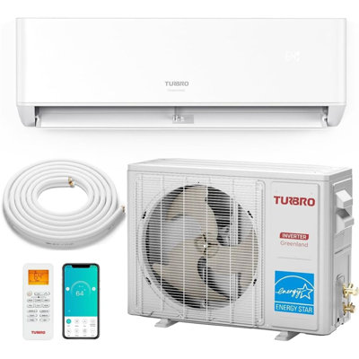 Climatiseur TURBRO 9 000 BTU, mini-split Inverter sans conduit avec thermopompe, SEER2 23,5, 230 V, certifié Energy Star, compatible Wi-Fi, refroidit jusqu’à 450 pi² (42 m²), réfrigérant R454B, série Greenland