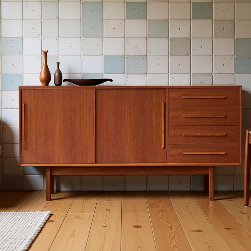 Simple solid wood retro sideboard, H 29,52 po x l 62,99 po x P 15,74 po