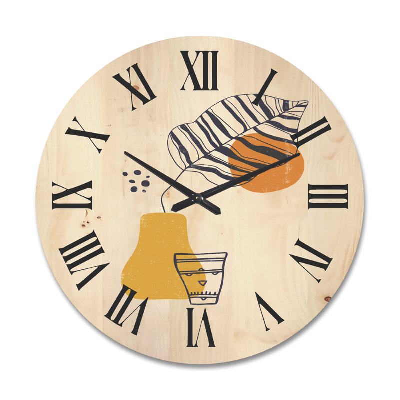 Horloge murale Botanical Minimalist Leaf, Très grand
