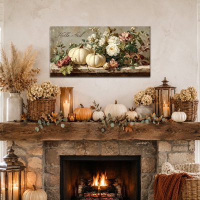 Art mural d'automne, citrouille sur toile, art mural d'automne, citrouille crème, art mural sur toile d'automne, décor de ferme rustique pour le salon
