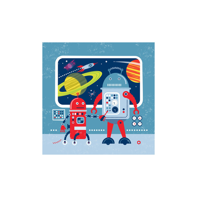 «Infinity Red Robots», art sur toile, H 21 po x L 21 po x l 1,25 po