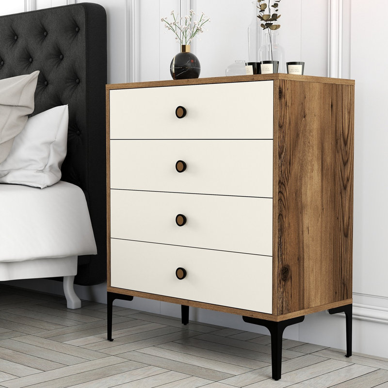 Commode Paucker, Blanc / Brun